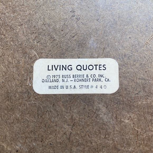 VTG 75’ Russ Berrie & Co. Living Quotes wall Plaque! USA. - Picture 3 of 5